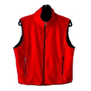Fuda Womens Size L Reversible Zip Up Vest Black Silk Red Fleece Zip Pockets